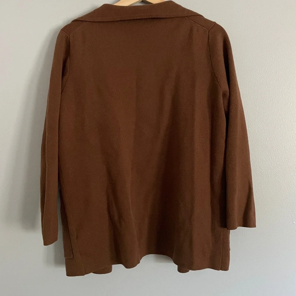 J.Crew Sweater Blazer Womens XS Brown Open Front Merino Wool Blend Preppy